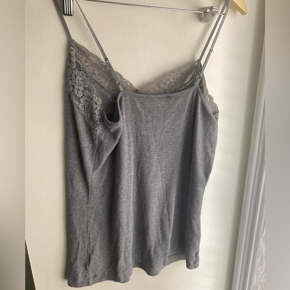 Vintage Y2K Lace Cami Worthington Light Gray Top V-Neck 1X XL Ribbed Stretchy - Picture 4 of 4